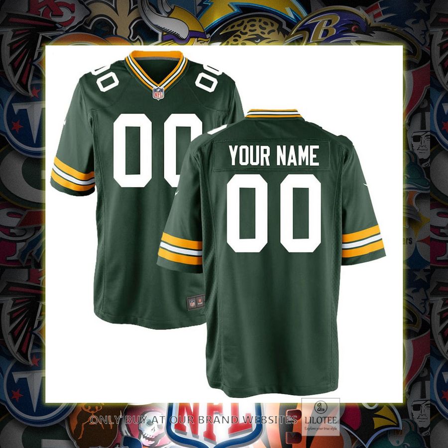 Personalized Green Bay Packers Nike Youth Game Green Football Jersey 6