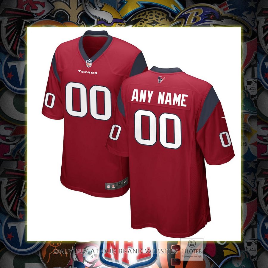 Personalized Houston Texans Nike Youth Game Red Football Jersey 7
