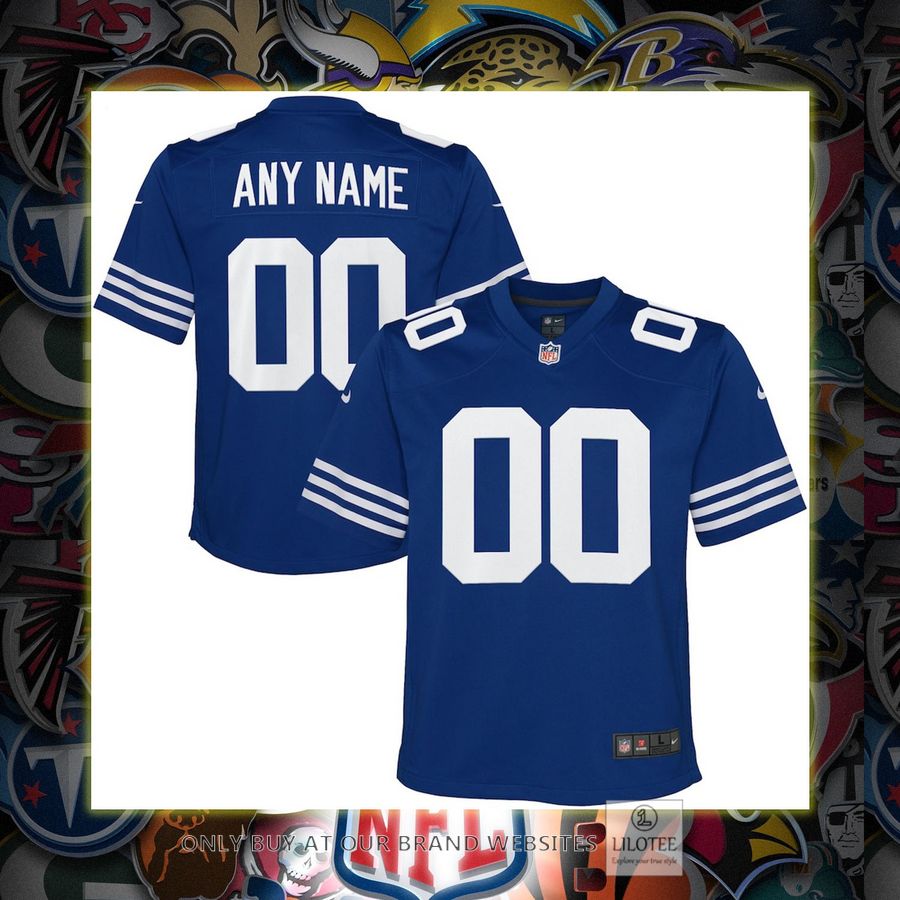 Personalized Indianapolis Colts Nike Youth Alternate Royal Football Jersey 6