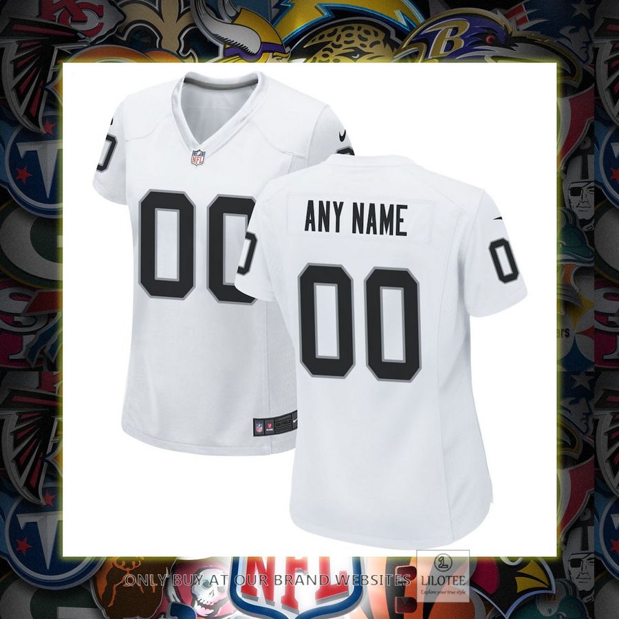 Personalized Las Vegas Raiders Nike Women's White Football Jersey 7