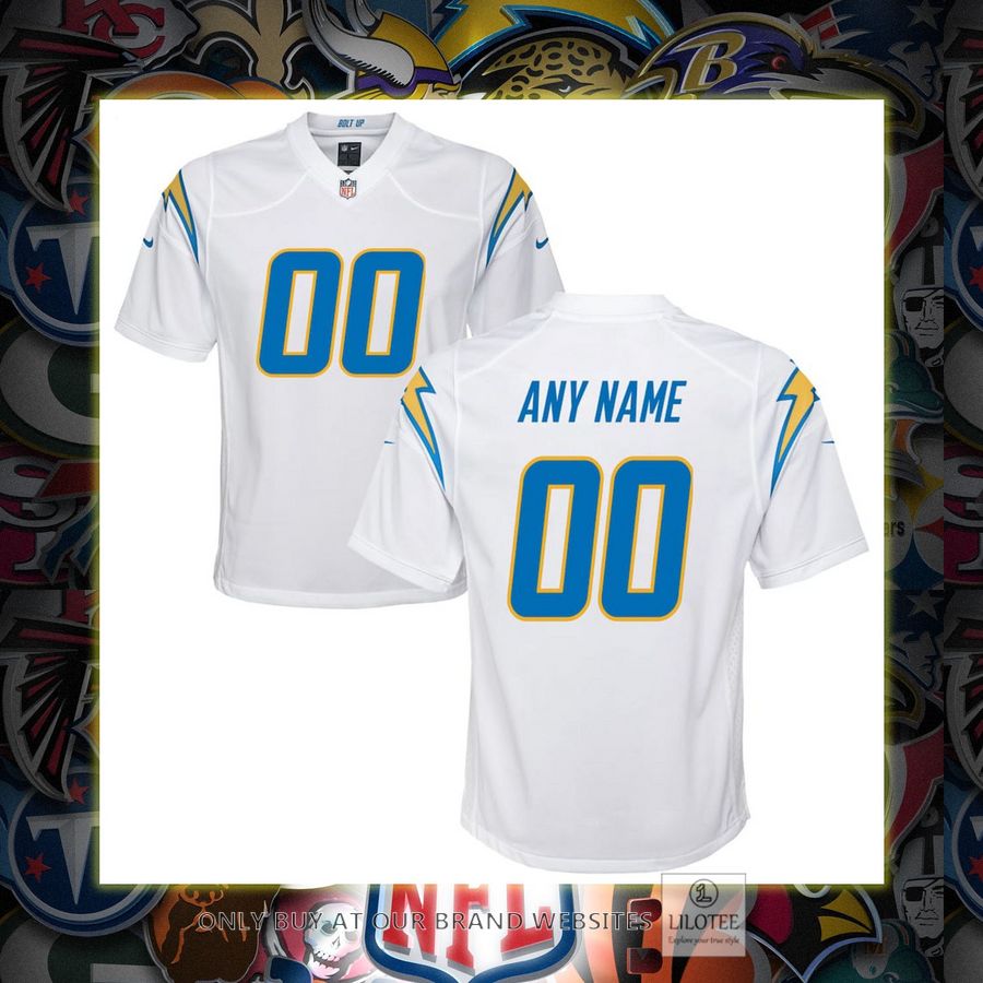 Personalized Los Angeles Chargers Nike Youth White Football Jersey 7