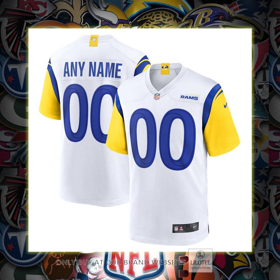 Personalized Los Angeles Rams Nike Alternate White Football Jersey 7