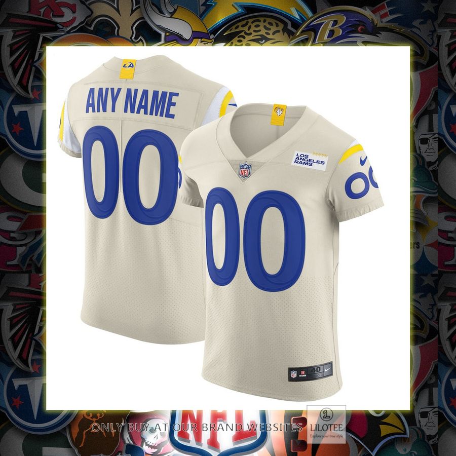 Personalized Los Angeles Rams Nike Vapor Elite Bone Football Jersey 7