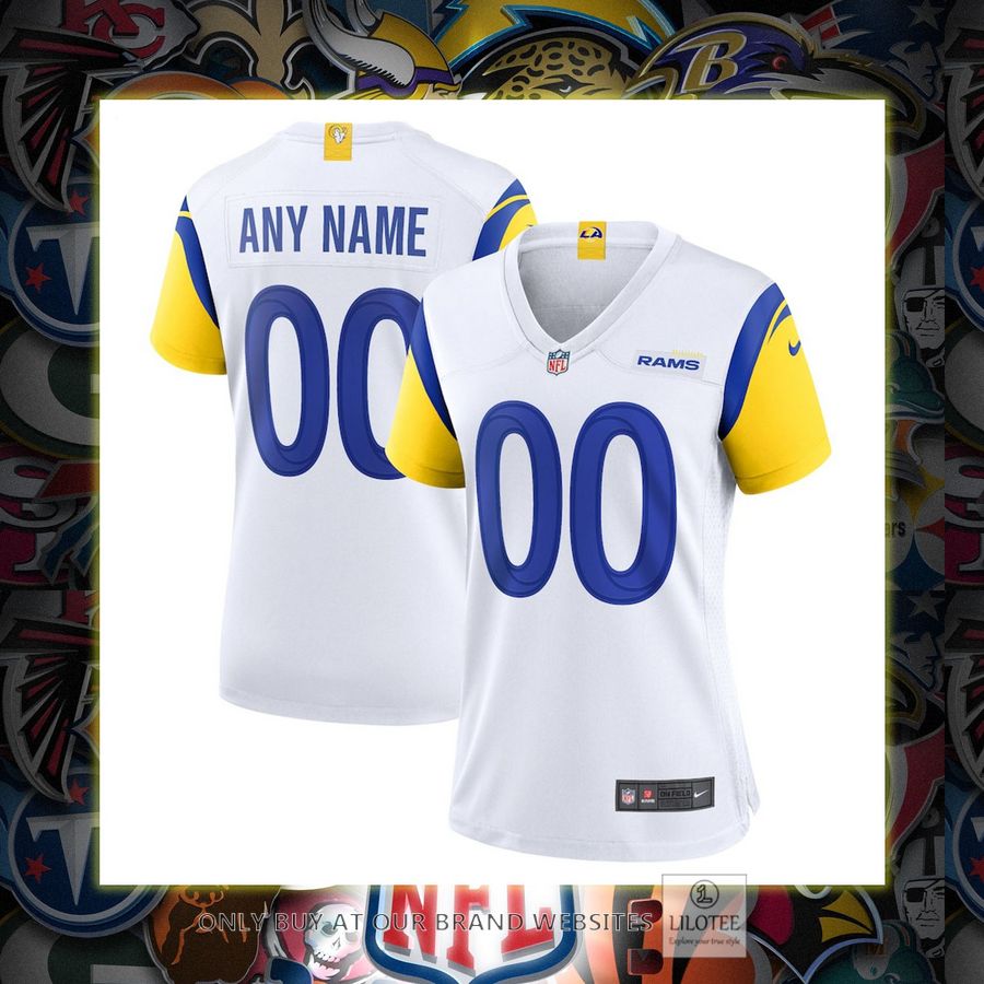 Personalized Los Angeles Rams Nike Women's Alternate White Football Jersey 6