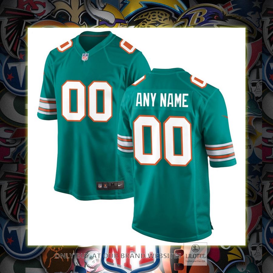 Personalized Miami Dolphins Nike Alternate Aqua Football Jersey 6