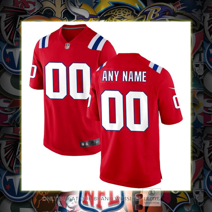 Personalized New England Patriots Nike Alternate Red Football Jersey 6