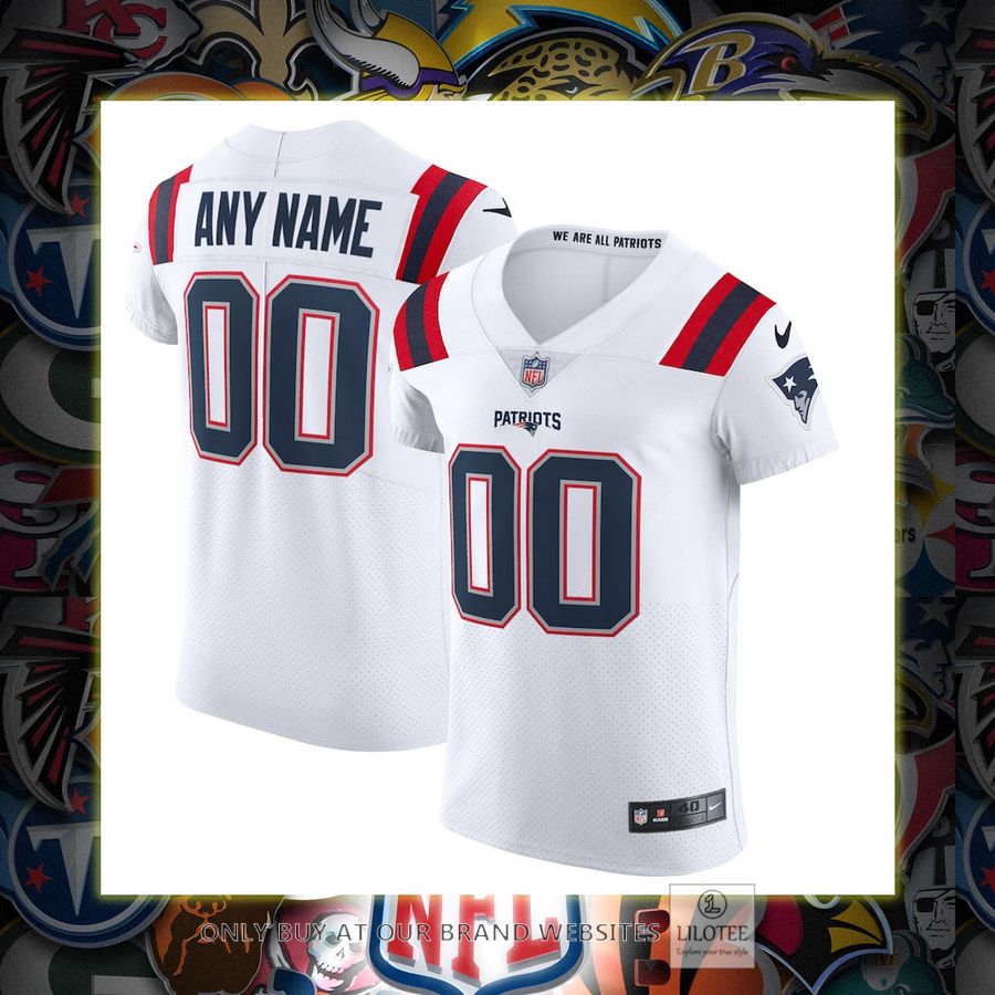 Personalized New England Patriots Nike Vapor Elite White Football Jersey 7