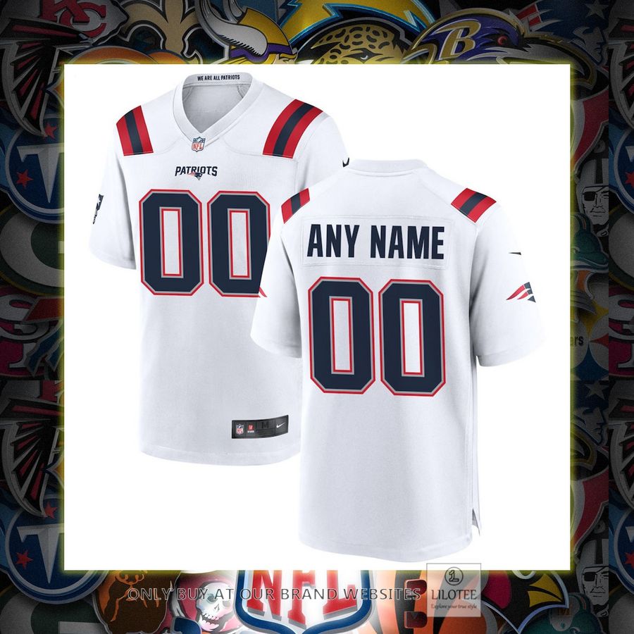 Personalized New England Patriots Nike White Football Jersey 7