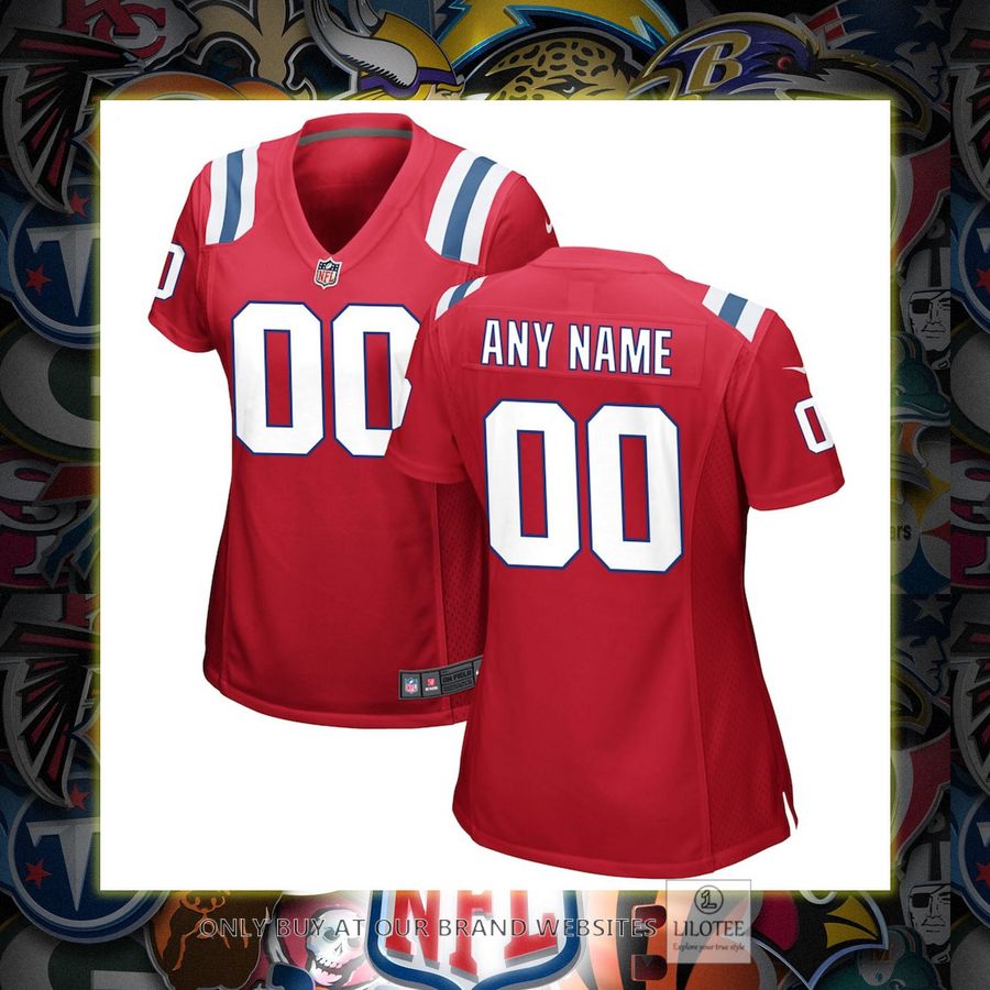 Personalized New England Patriots Nike Women's Alternate Red Football Jersey 6