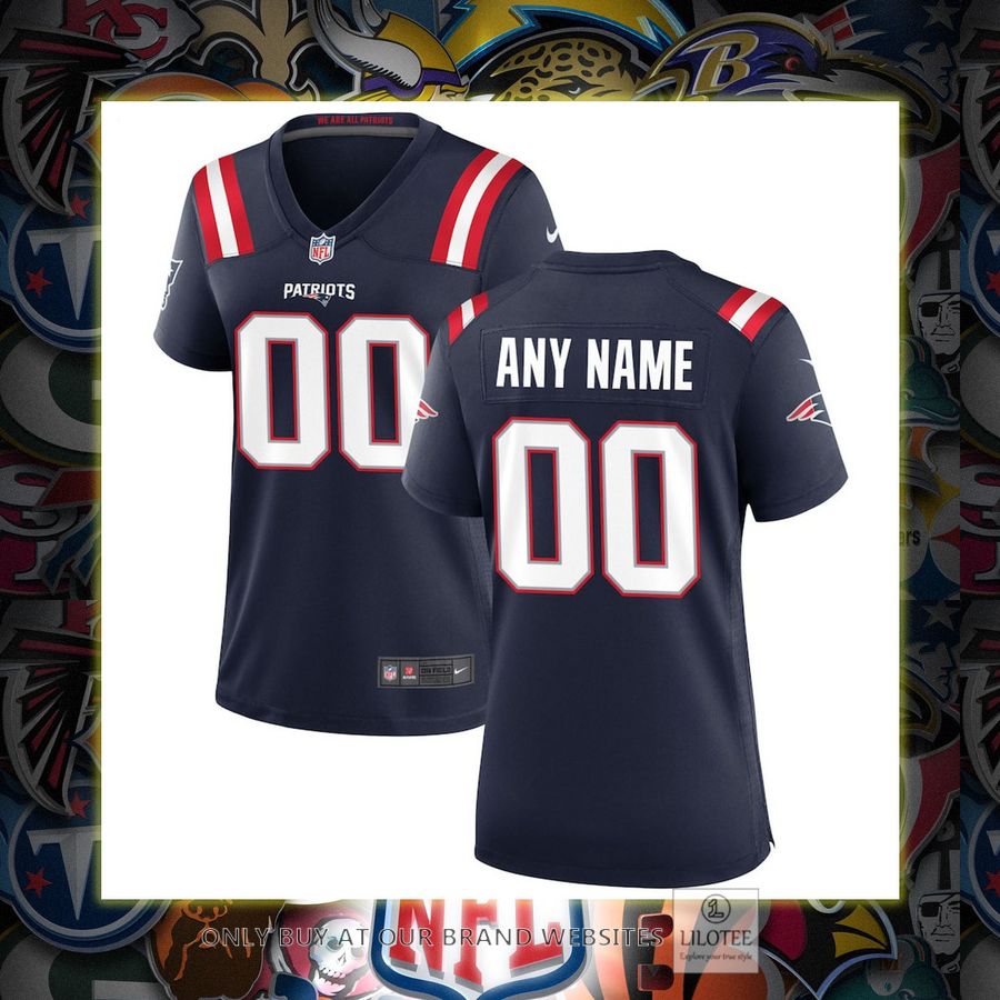 Personalized New England Patriots Nike Women's Navy Football Jersey 6