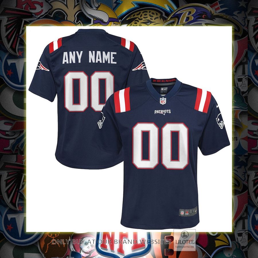 Personalized New England Patriots Nike Youth Navy Football Jersey 6