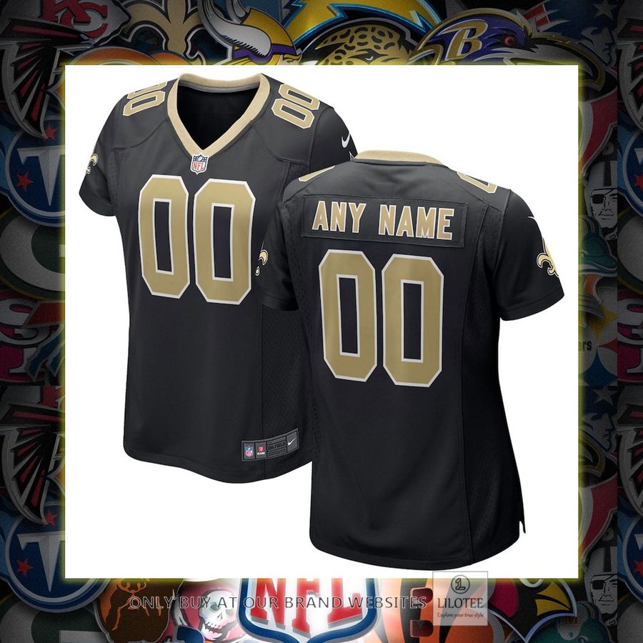 Personalized New Orleans Saints Nike Women's Black Football Jersey 7