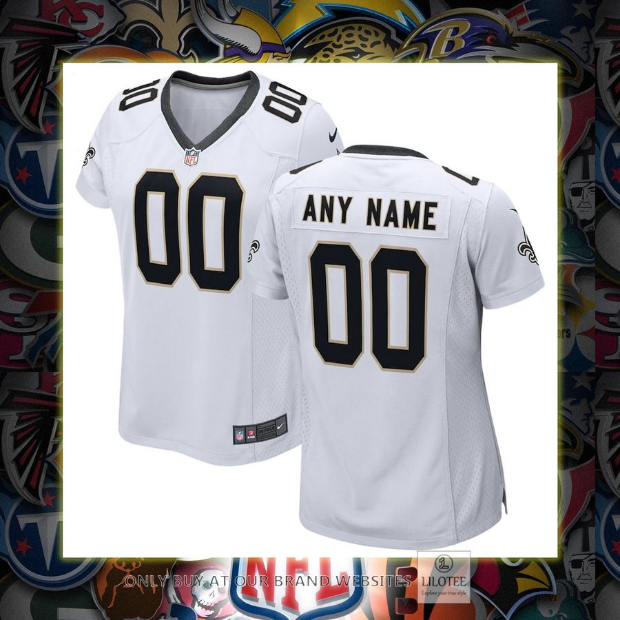 Personalized New Orleans Saints Nike Women's White Football Jersey 7
