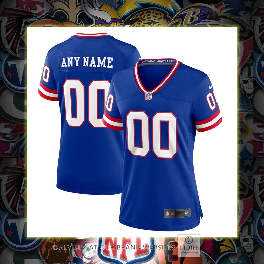 Personalized New York Giants Nike Women's Classic Royal Football Jersey 7