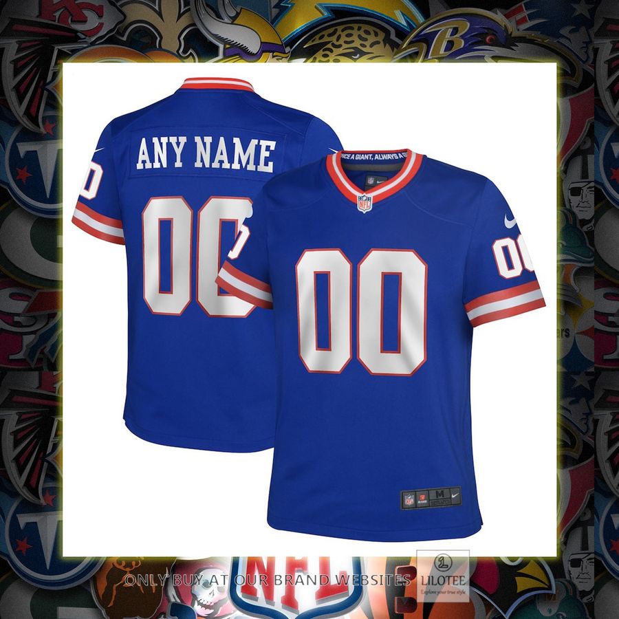 Personalized New York Giants Nike Youth Classic Game Royal Football Jersey 7