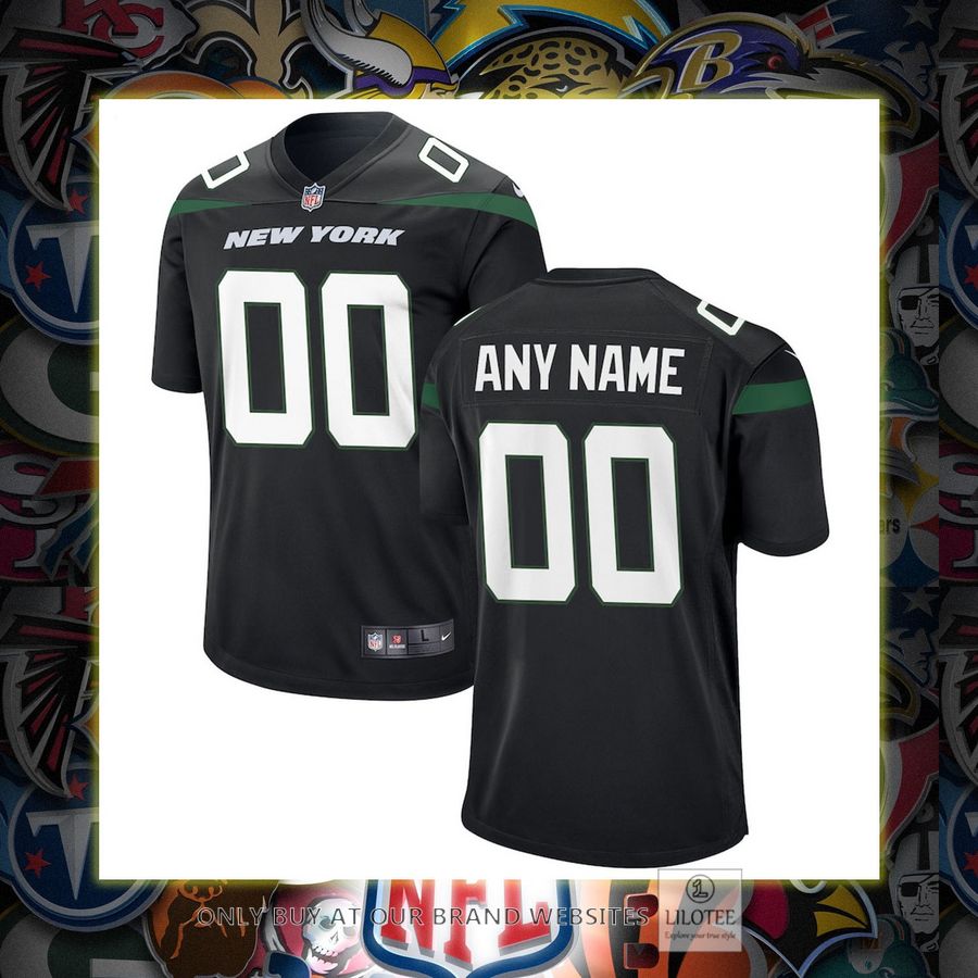 Personalized New York Jets Nike Alternate Stealth Black Football Jersey 7