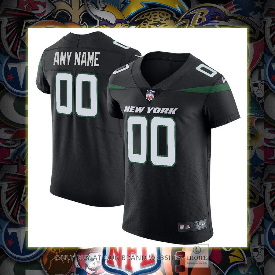 Personalized New York Jets Nike Vapor Untouchable Elite Stealth Black Football Jersey 6