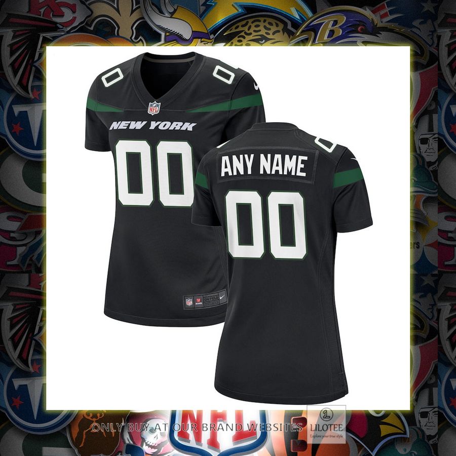 Personalized New York Jets Nike Women's Alternate Stealth Black Football Jersey 6