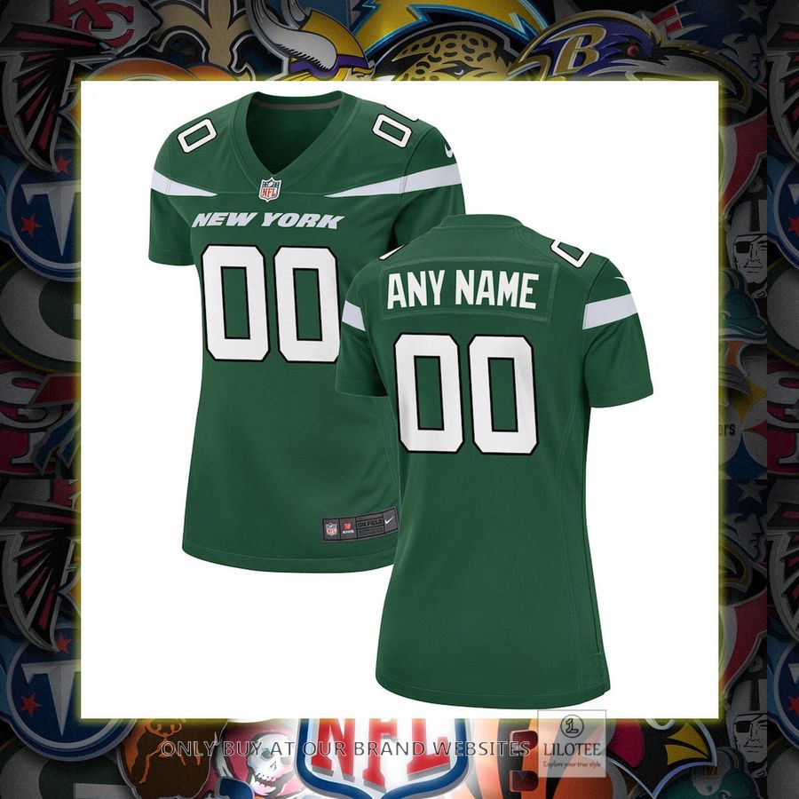 Personalized New York Jets Nike Women's Gotham Green Football Jersey 7
