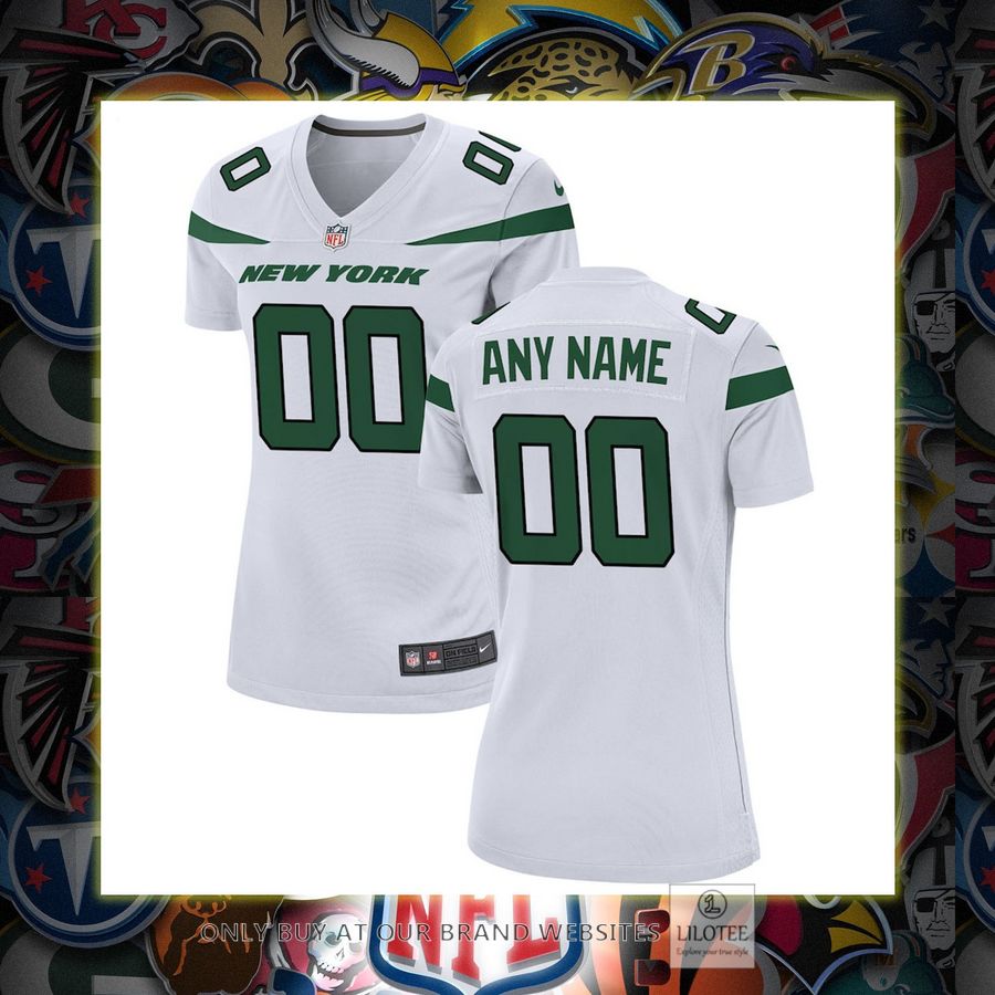 Personalized New York Jets Nike Women's White Football Jersey 7