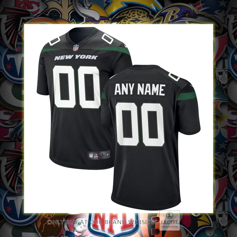 Personalized New York Jets Nike Youth Game Black Football Jersey 6