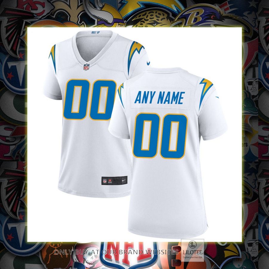 Personalized Nike Los Angeles Chargers Women's White Football Jersey 7