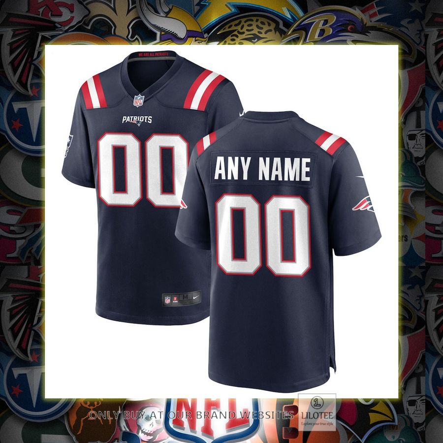 Personalized Nike New England Patriots Navy Football Jersey 6