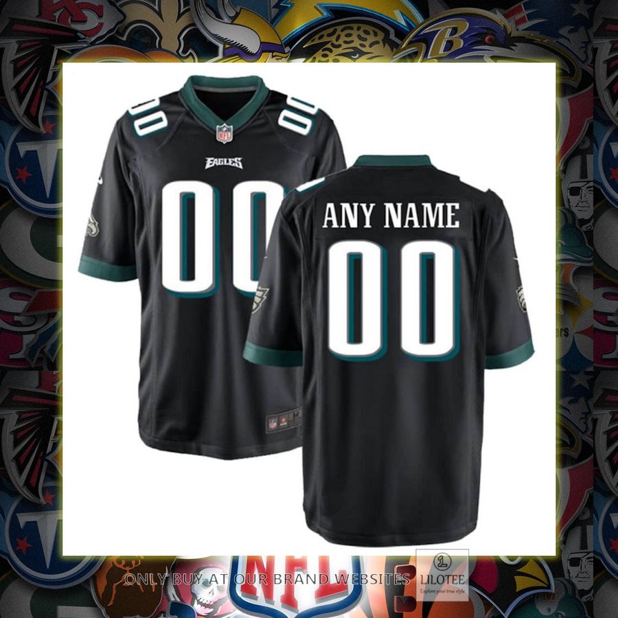 Personalized Philadelphia Eagles Nike Youth Game Black Football Jersey 7
