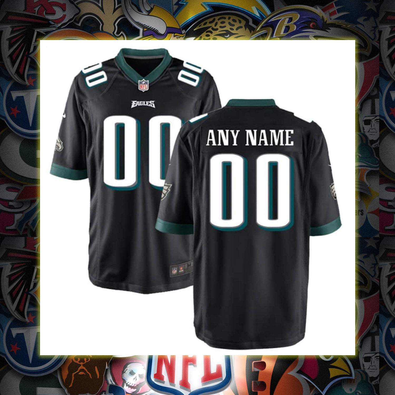 Personalized Philadelphia Eagles Nike Youth Game Black Football Jersey 7