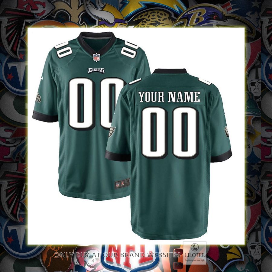 Personalized Philadelphia Eagles Nike Youth Midnight Green Football Jersey 6