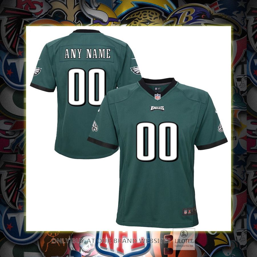 Personalized Philadelphia Eagles Nike Youth Team Midnight Green Football Jersey 7