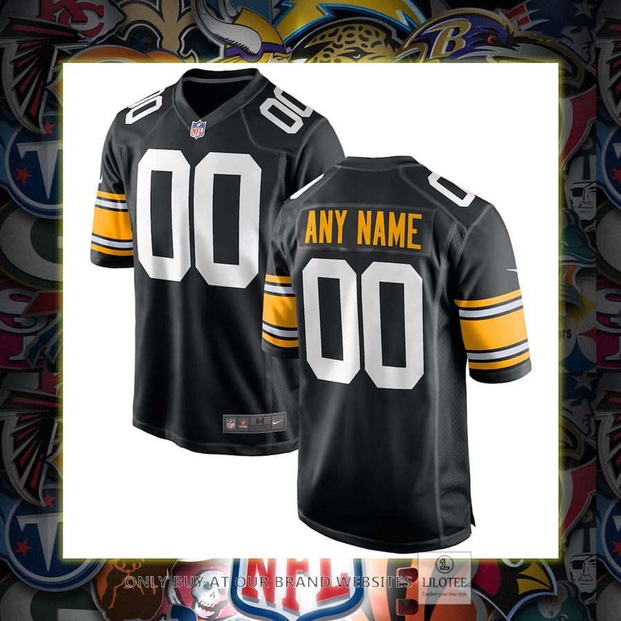 Personalized Pittsburgh Steelers Nike Youth Alternate Game Black Football Jersey 6