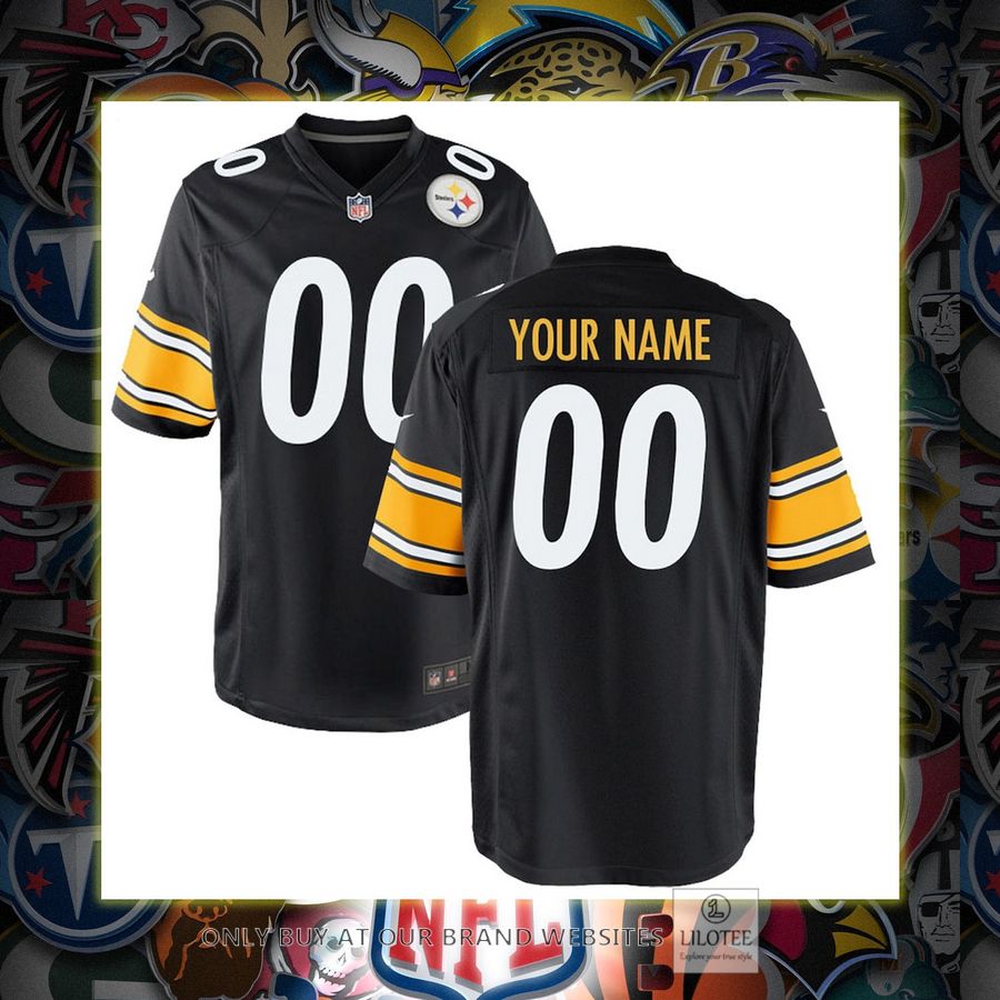 Personalized Pittsburgh Steelers Nike Youth Black Football Jersey 7