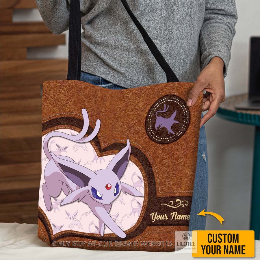 Personalized Pokemon Espeon Brown All Over Tote bag 3