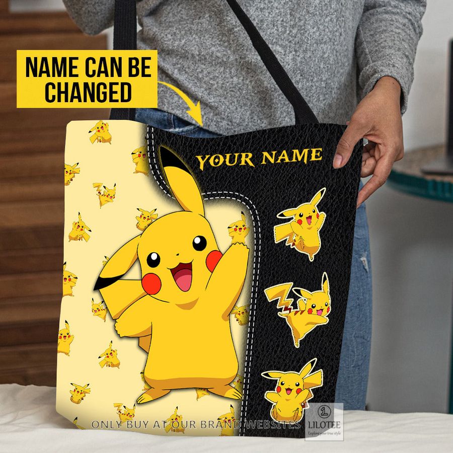 Personalized Pokemon Pikachu Black All Over Tote bag 3
