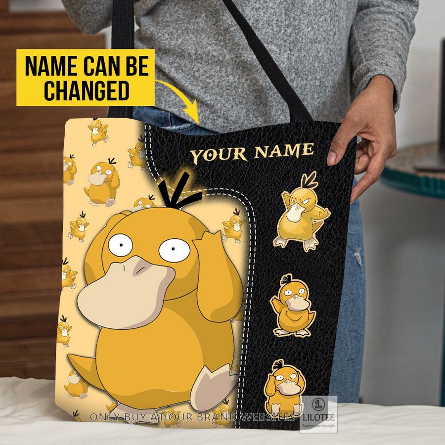 Personalized Pokemon Psyduck Black All Over Tote bag 2