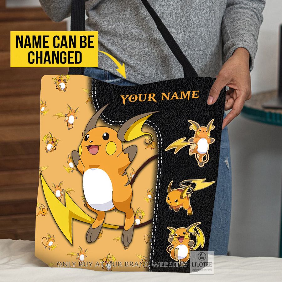 Personalized Pokemon Raichu Black All Over Tote bag 3