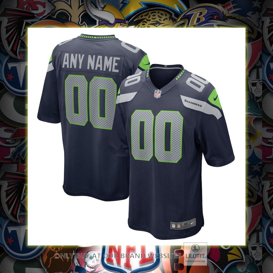 Personalized Seattle Seahawks Nike Game Player Navy Football Jersey 7