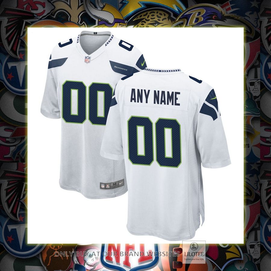 Personalized Seattle Seahawks Nike Game White Football Jersey 7