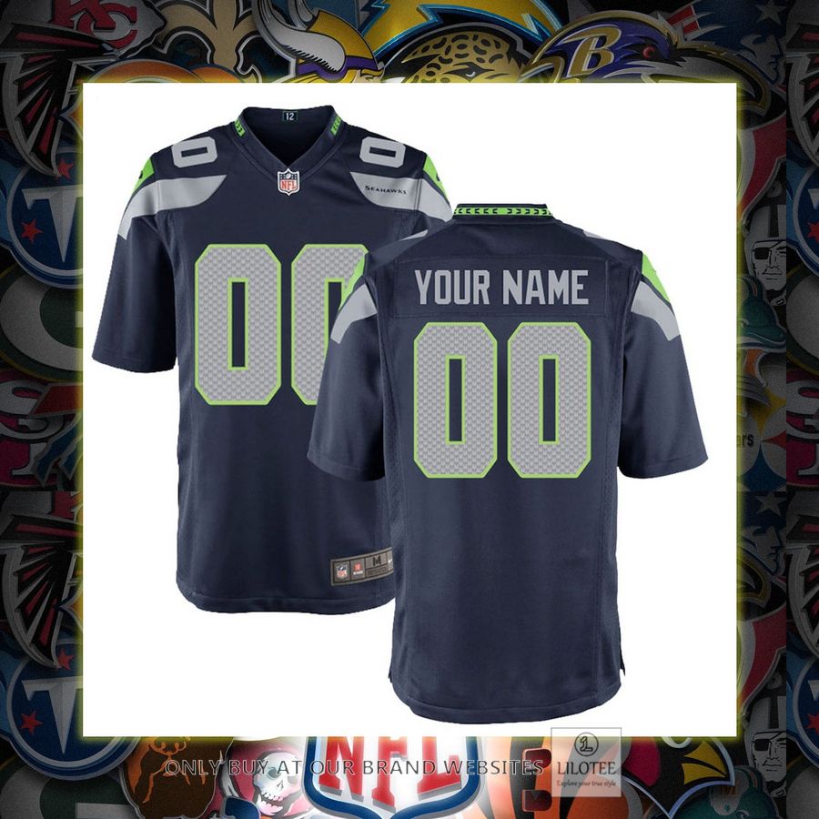Personalized Seattle Seahawks Nike Youth College Navy Football Jersey 7