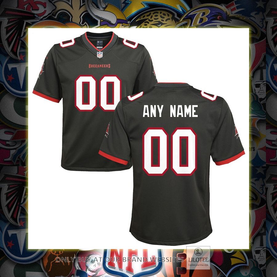Personalized Tampa Bay Buccaneers Nike Youth Alternate Pewter Football Jersey 6