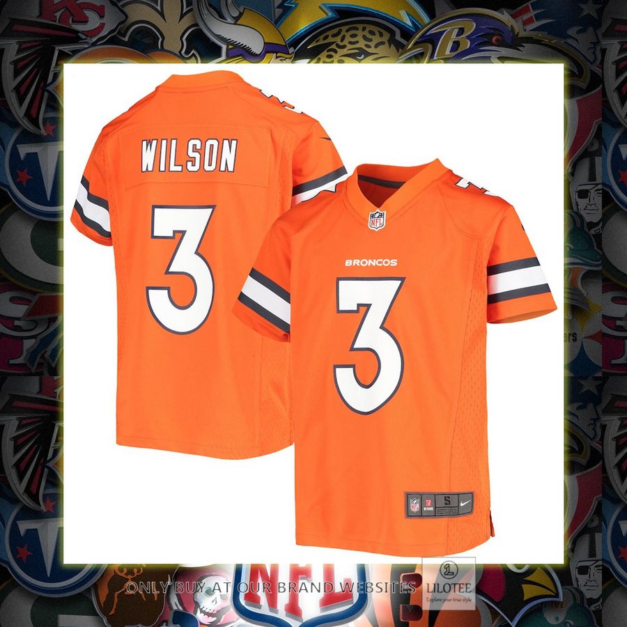 Russell Wilson Denver Broncos Nike Youth Alternate Game Orange Football Jersey 6