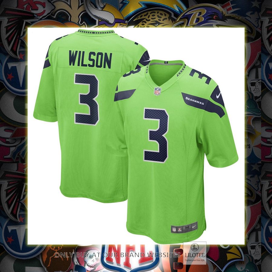 Russell Wilson Seattle Seahawks Nike Alternate Game Neon Green Football Jersey 7