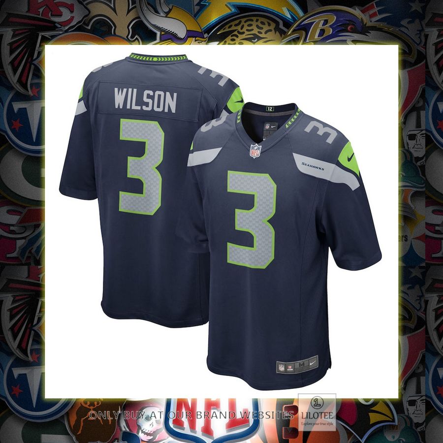 Russell Wilson Seattle Seahawks Nike Game Team College Navy Football Jersey 7