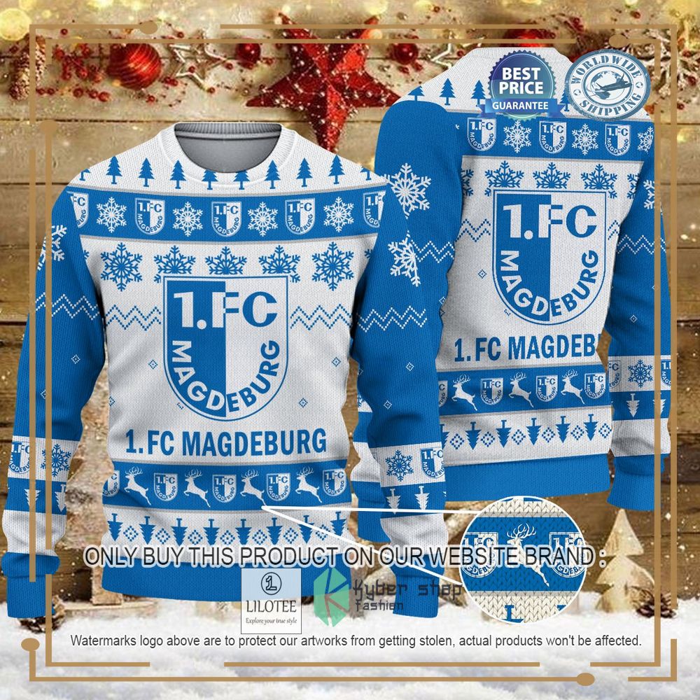 1. FC Magdeburg white blue Ugly Christmas Sweater - LIMITED EDITION 6