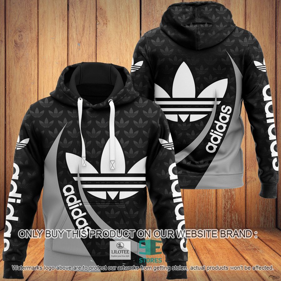 Adidas Black Grey 3D All Over Print Hoodie 9