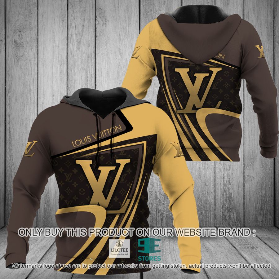 Louis Vuitton Yellow Brown 3D All Over Print Hoodie 8