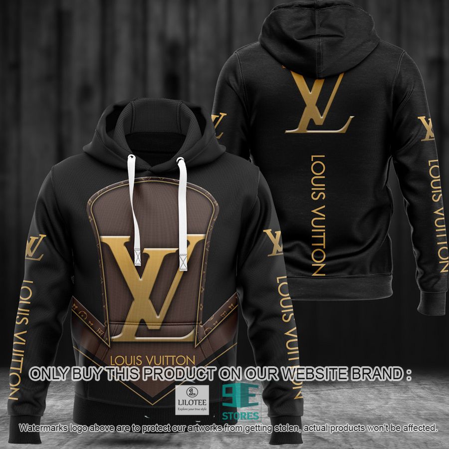 Louis Vuitton Gold logo Brown Black 3D All Over Print Hoodie 9