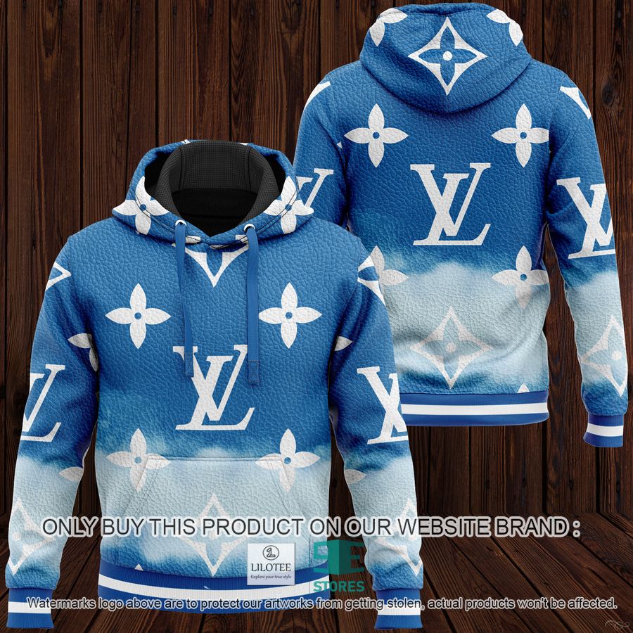 Louis Vuitton Blue Cloudy Color 3D All Over Print Hoodie 9