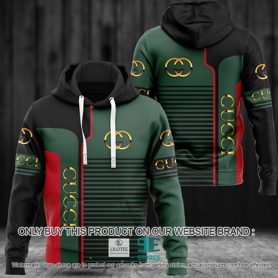 Gold Gucci Green 3D All Over Print Hoodie 8